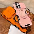 Suitable for apple 17 mobile phone case, lingke 360 magnetic holder, push window lens cover, anti-fall protective cover for iphone16