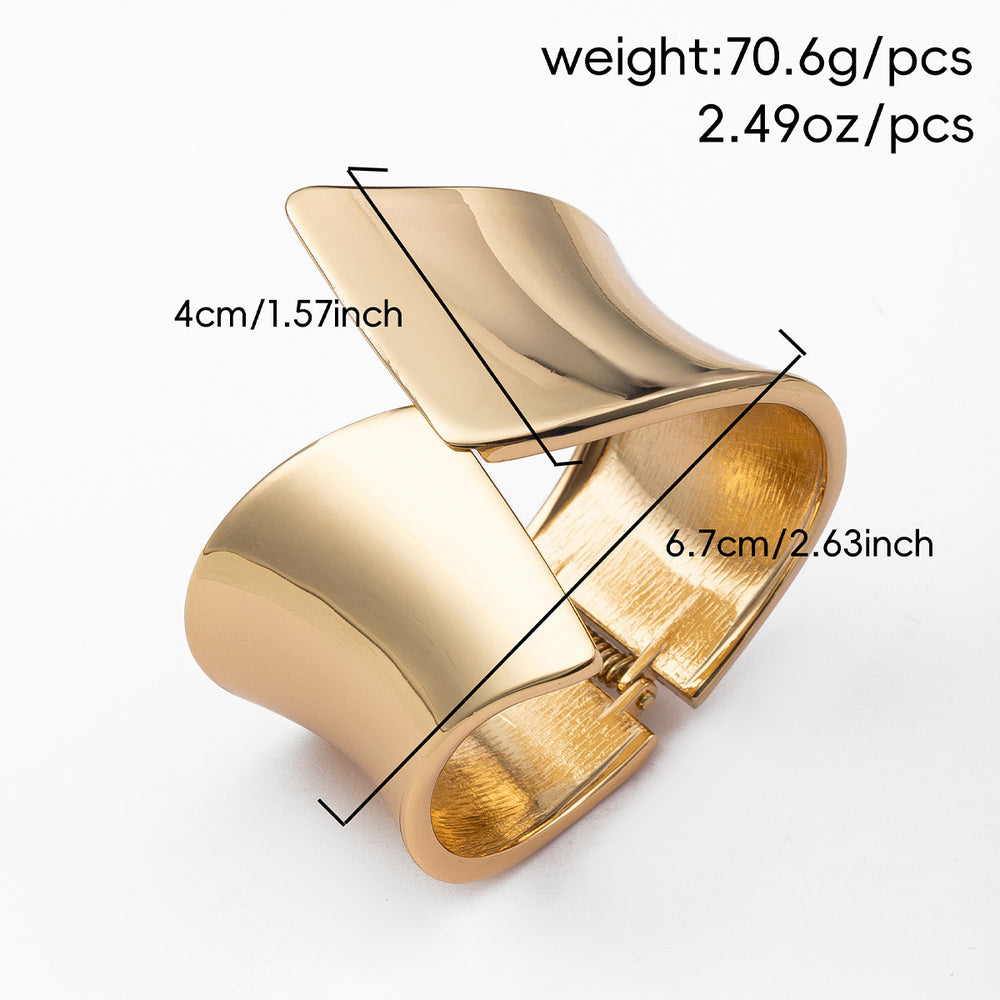 European and american cross-border e-commerce jewelry, irregular alloy open bracelet, metallic style, glossy, exaggerated hand jewelry, bracelet wholesale