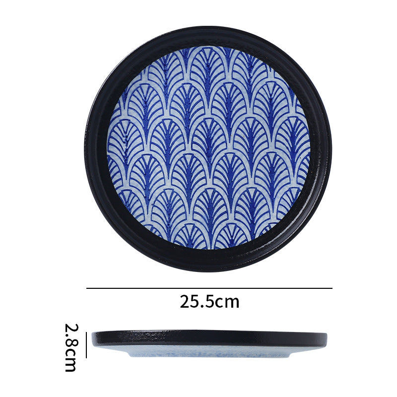 Japanese classic blue pattern tableware hotel style western food plate deep plate for home high-looking rice bowl byron tableware