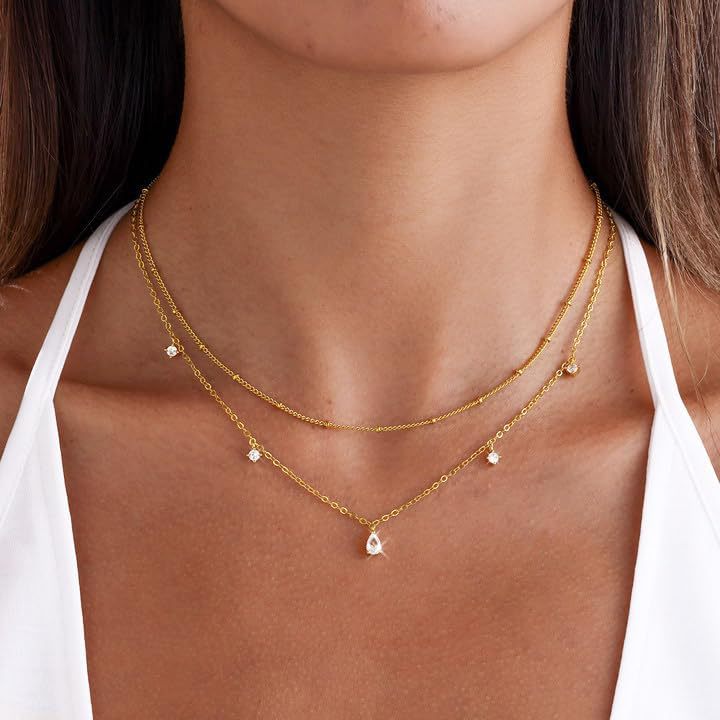 Water drop zircon tassel necklace copper clavicle chain classy sense ins gemstone neck jewelry for women summer cross-border exclusive supply