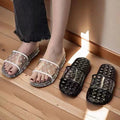 2024 premium clear crystal slippers for women - sweet summer style, perfect for home, bathroom, soft sole, fashionable one-strap crystal sandals