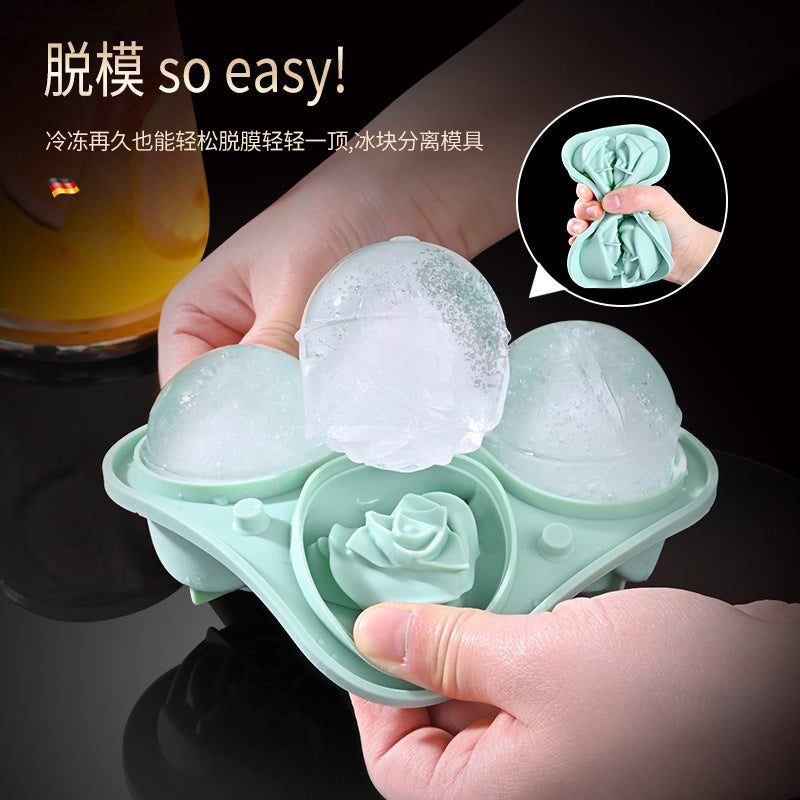 Rose Ice Grid Cartoon Silicone Frozen Ice Cube Mould Ice Maker Whiskey Ice Hockey Box Ice Grid Ice Mould