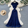 Luxury sleeveless slim-fit knit dress - women's summer high-waisted a-line dress - slimming, elegant, and chic maxi dress