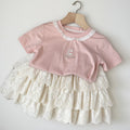 new summer girls' t-shirt and skirt two-piece set - korean style teardrop lace mini skirt outfit - princess style