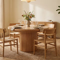 Custom solid wood veneer dining table - extendable, foldable, light luxury style - ideal for export, restaurants, and home use - mdf round table, minimalist dining table
