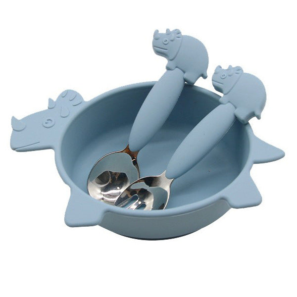 Food Grade Silicone Bowl Children's Tableware Baby Feeding Training Dinosaur Bowl Suction Cup Supplementary Food Bowl Children's Plate Factory