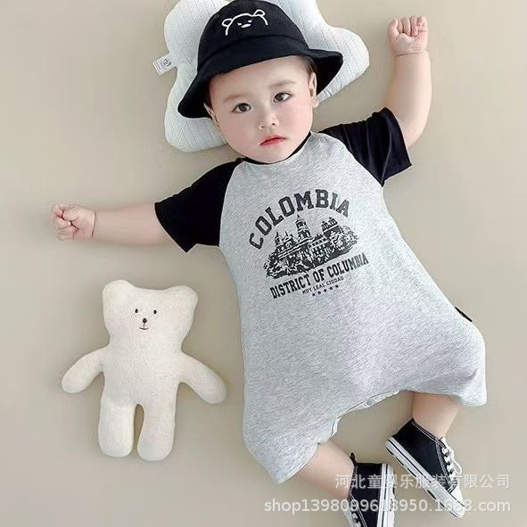 Summer short-sleeved khaki baby clothes baby onesie summer super cute and stylish full-month toddler bag butt clothes summer