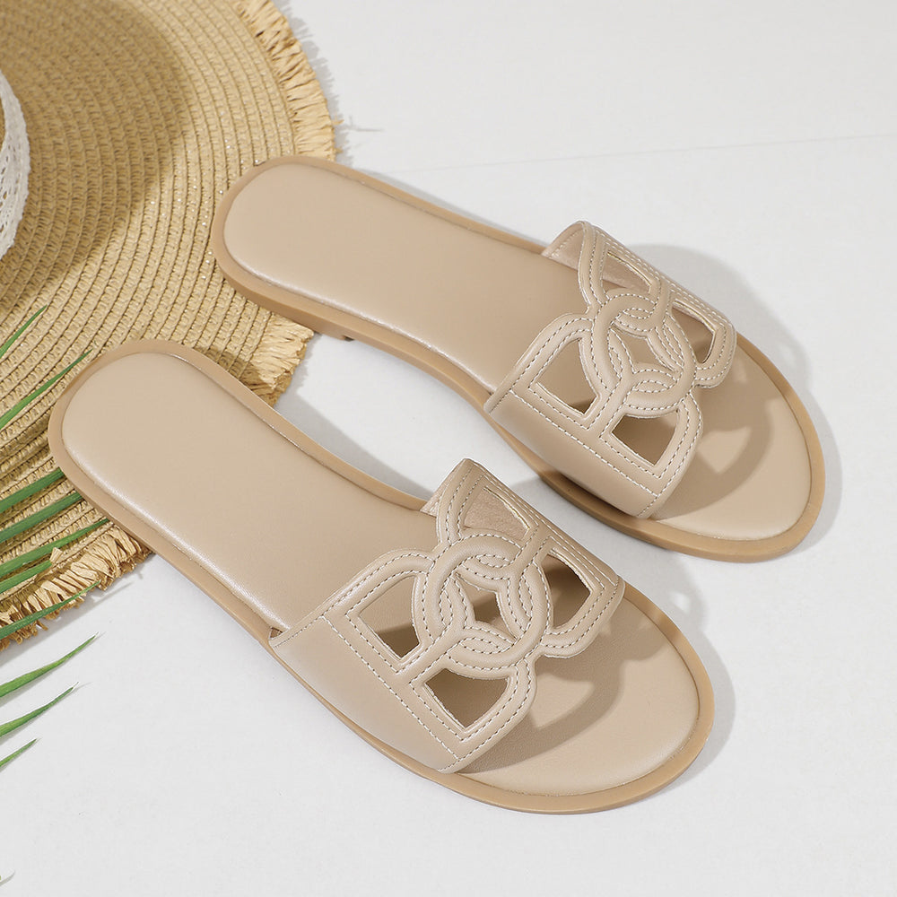 2026 women's summer fashion versatile sandals - slip-on women's shoes, outdoor slippers, hot pressed electric embroidery flat sandals
