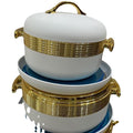 Food warmer container3pcs export cross-border gold handle round thermal insulation box 1-2-3.5l