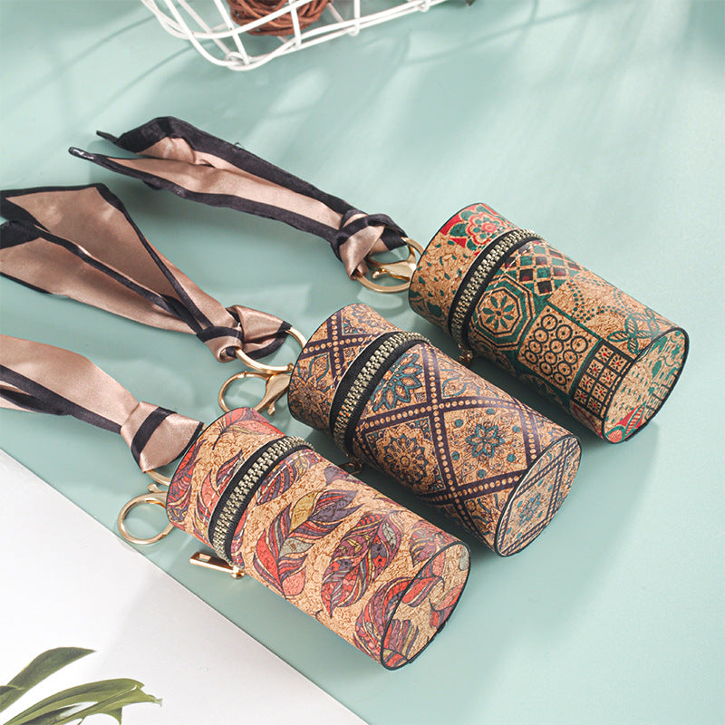 Live gift mouth red envelope keychain European and American old flower change bag welfare product mini bucket bag explosion light luxury feeling