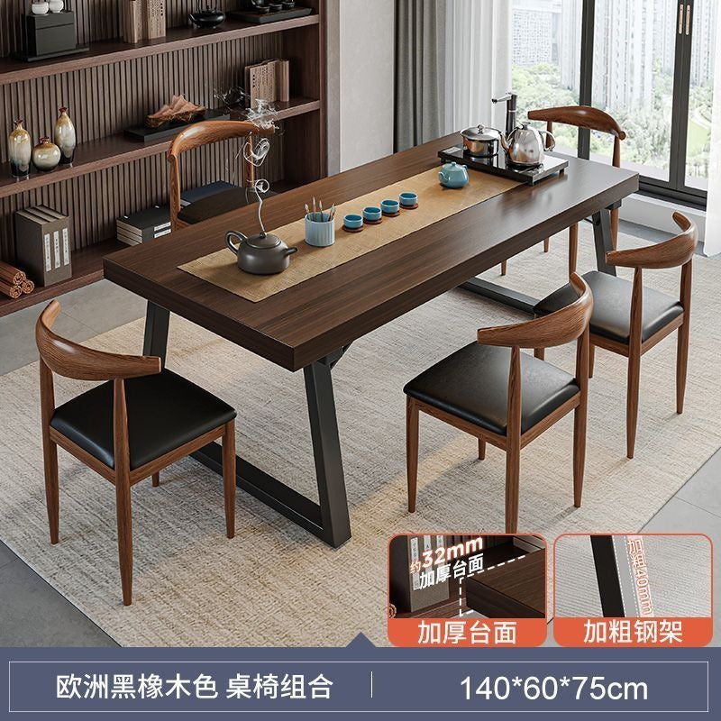Solid wood color tea table and chair combination, one table and five chairs, tea table, new chinoiserie negotiation office large board tea table, coffee table