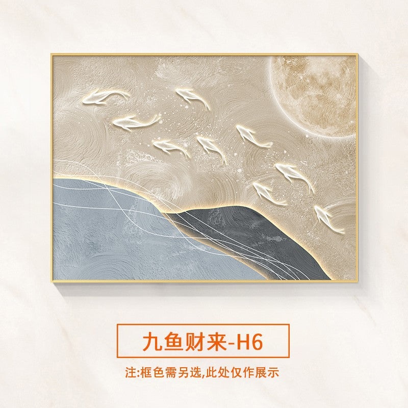 Nine fish map meter box decorative painting modern simplicity blocking restaurant distribution box power box free punching creative hanging painting