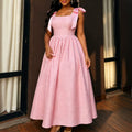 women's elegant bow dress - jacquard high-waisted a-line evening gown party dresses