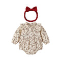 Baby romper  spring/autumn new collection - country style red floral print bodysuit with lace collar