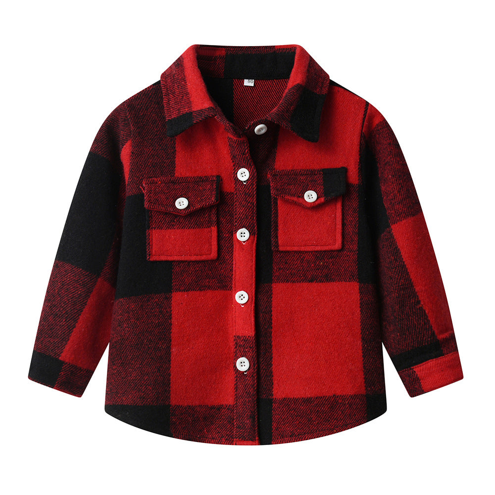 New spring/autumn boys' plaid shirt, preppy style cotton top, kids' plaid shirt, long-sleeved shirt for boys and girls