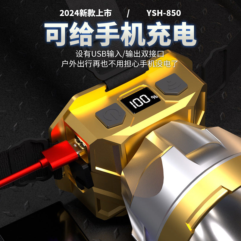 Cross-border induction headlamp Head-mounted large light cup Super bright long battery life flashlight Night fishing light Digital display lighting Miner lamp
