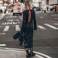 independent station ins fashion cross-border new casual beads street style elegant fashion long sleevesdress