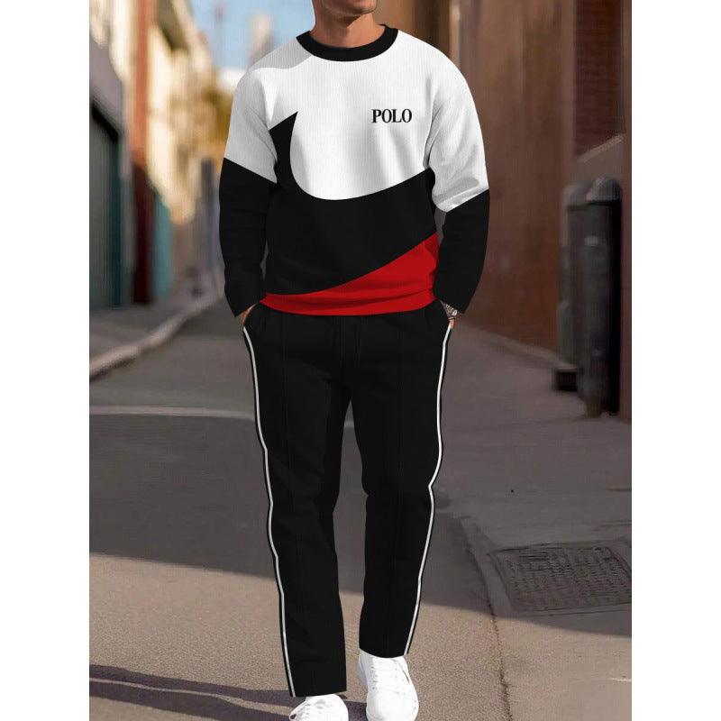 cross-border e-commerce 3d digital print men's autumn/winter new casual fitted long-sleeve hoodie and pants set