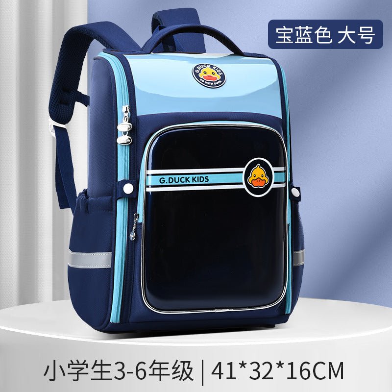 Authentic little yellow duck backpack - elementary school backpack for boys and girls - all-in-one large capacity backpack with storage, designed to reduce burden