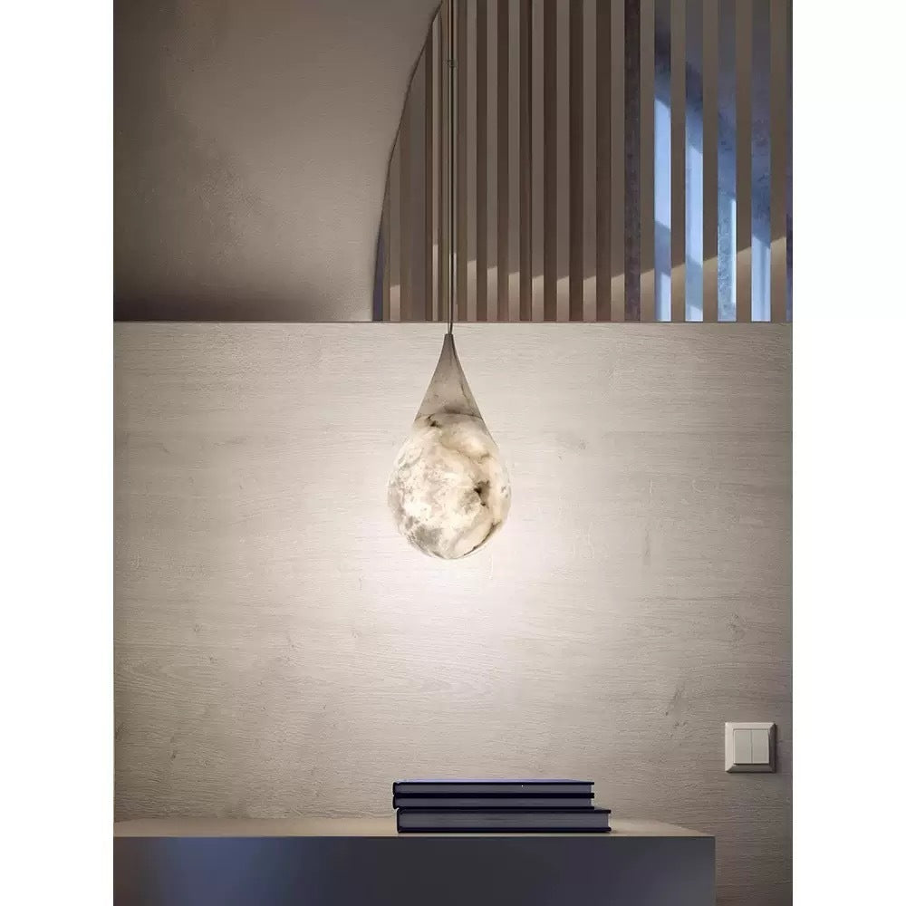 Spanish natural marble teardrop bedside pendant light - designer new minimalist artistic restaurant bar lamp