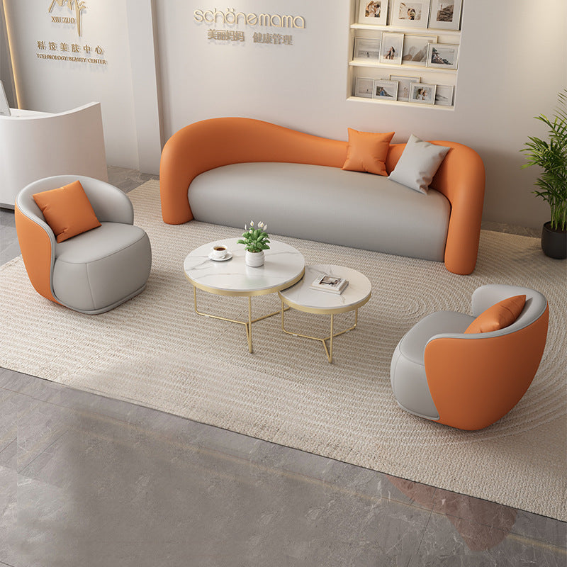 Cream nordic light luxury modern casual sofa designer creative special shaped shop straight row casual fabric sofa