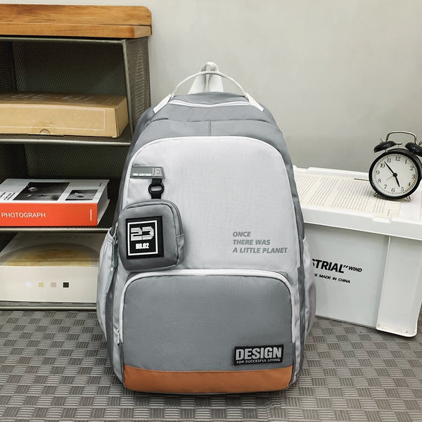 New Trend Korean Version Fashion Versatile Large Capacity Backpack Junior High School High School Students School Travel Backpack Men's Fashion
