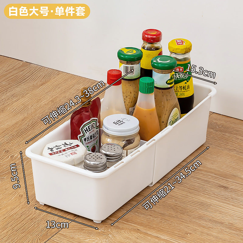 Cabinet sundries, long storage box, seasoning products, plastic seasoning box, narrow and long refrigerator grid egg storage box