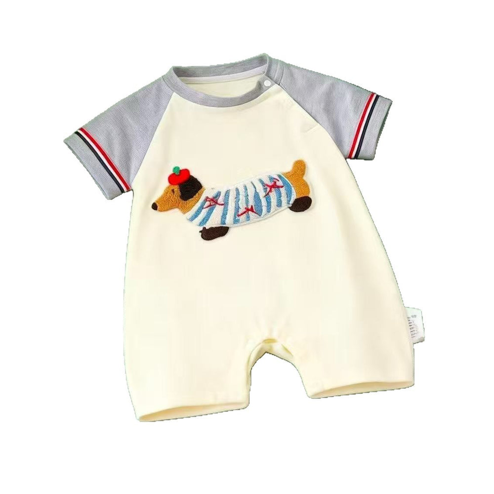 Summer lightweight full month baby romper - newborn short-sleeve bodysuit - cartoon onesie for boys and girls