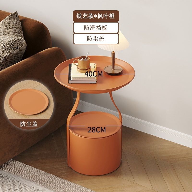 Accessible luxury sofa coffee table movable coffee table small apartment casual bedroom bedside study storage rack balcony round table