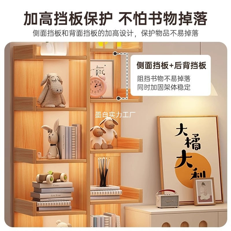 Simple small bookshelf, floor-to-ceiling shelf, integrated wall storage rack, living room office display rack, table side storage narrow cabinet