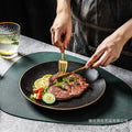 Steak plate western dinner plate creative black matte gold rim steak plate commercial ceramic tableware western dinner plate