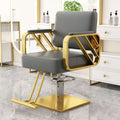 Reinforced armrests dark gray leather 2 stainless steel gold square plate