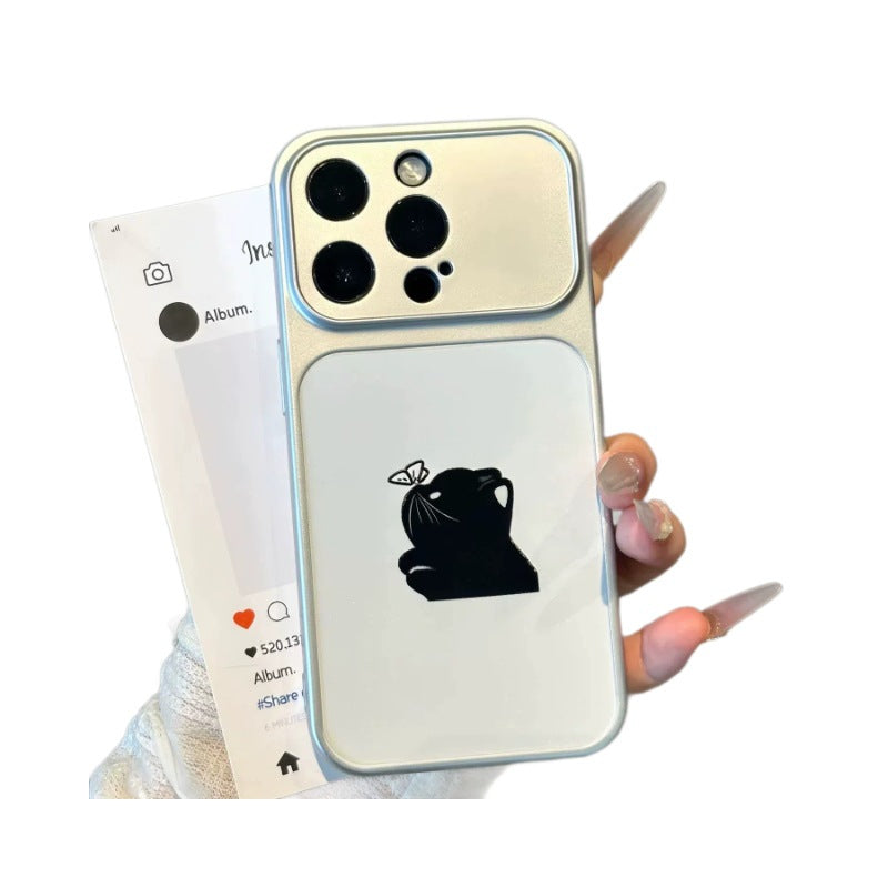 Suitable for apple 17promax mobile phone case simple bow black and white couple cat iphone18 anti-fall soft case
