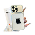 Suitable for apple 17promax mobile phone case simple bow black and white couple cat iphone18 anti-fall soft case