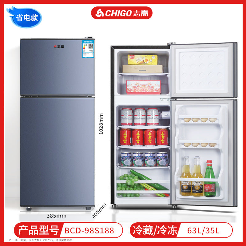Chigo refrigerator double door refrigeration and freezing dormitory rental room use first class for home small refrigerator two person refrigerator
