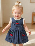 Children's clothing cross-border european and american girls bows denim dress infant dress