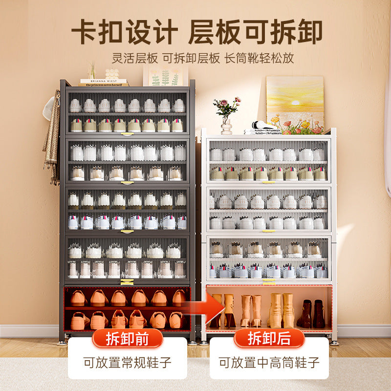 Steel shoe cabinet for home door storage cabinet all-in-one wall-mounted large-capacity multi-layer storage cabinet entrance entrance shoe rack