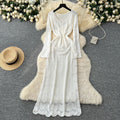 Sweater dress women's layered inner suspender skirt two-piece set spring korean style classy sense cut outknitting long skirt