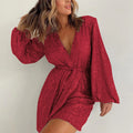 new european and american cross-border  direct sales holiday party fashion sequin long sleeve dress jumpsuit