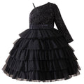 Exportfashion stylegirl dress one shoulder elegantlongsequinpatchworkkids meshaccessible luxuryniche style banquet skirt