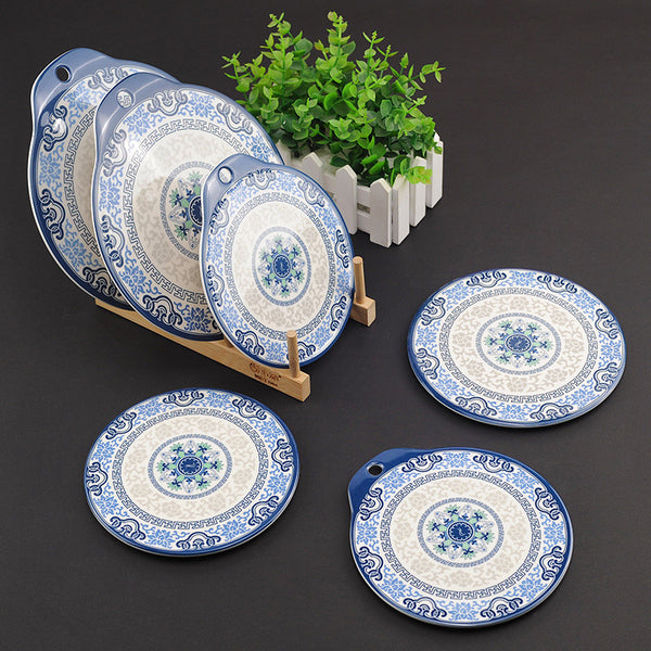 Wuhe blue and white imitation porcelain thermal insulation placemat kitchen household waterproof, oil-proof, anti-scalding and thermal insulation plate pot mat melamine table mat