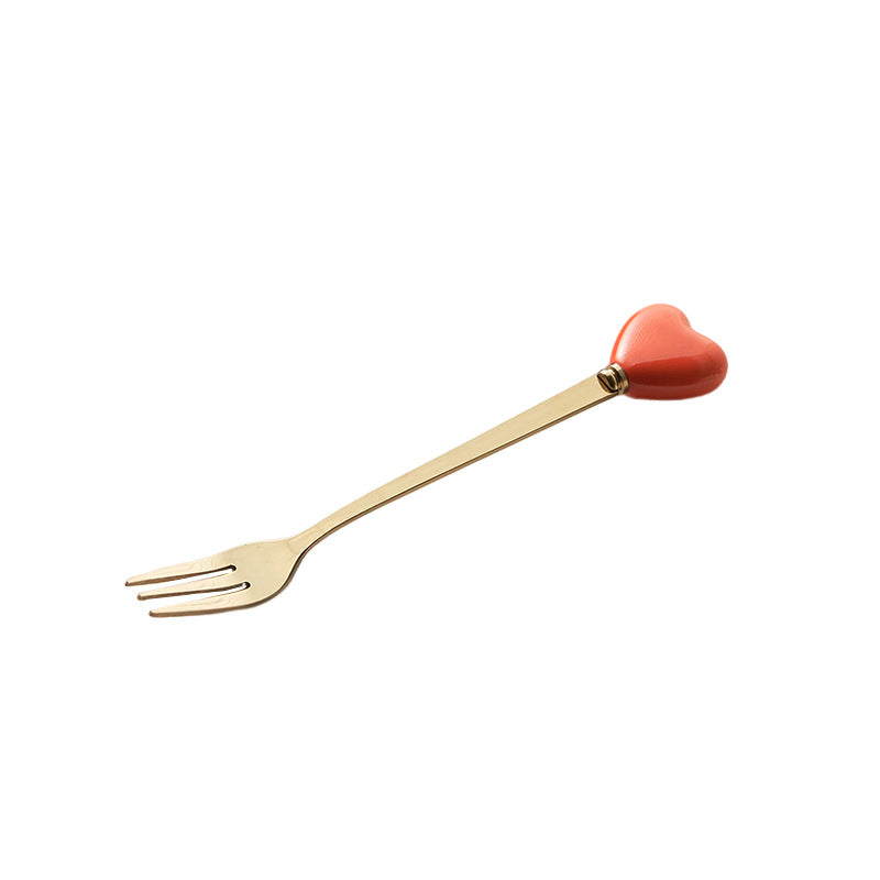 Luxury ceramic spoon stainless steel coffee spoon afternoon tea cake dessert spoon cross-border high-value small fork soup spoon