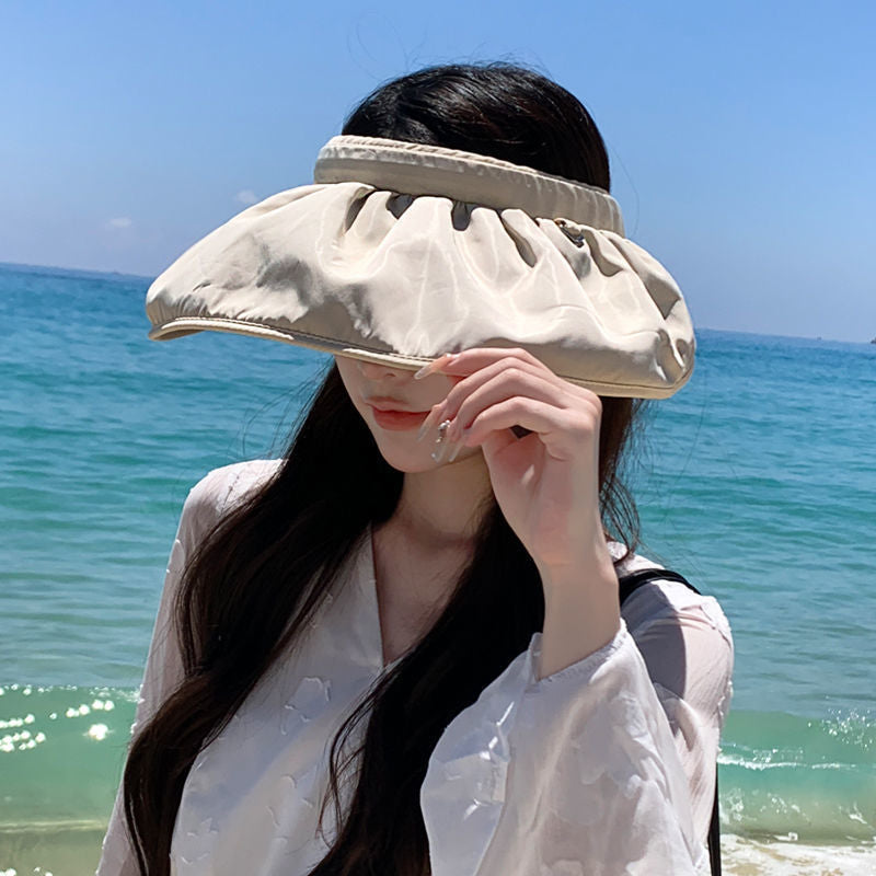 Summer sun protection visor hat shell hat beach hat UV protection face cover empty top sports sun hat adjustment headband