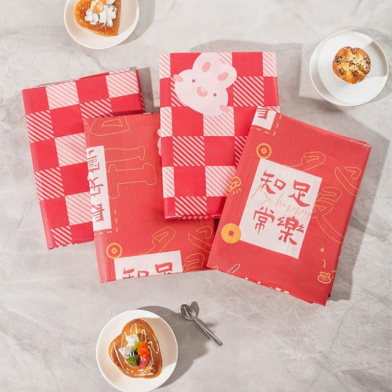 Disposable tablecloth for home use - rectangular, round, printed, extra thick plastic - perfect for chinese new year, spring festival, and kindergarten events