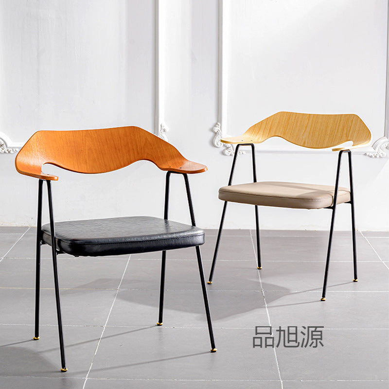 American loft wrought iron dining chair high-end music restaurant retro leather casual back chair cafe creative chair