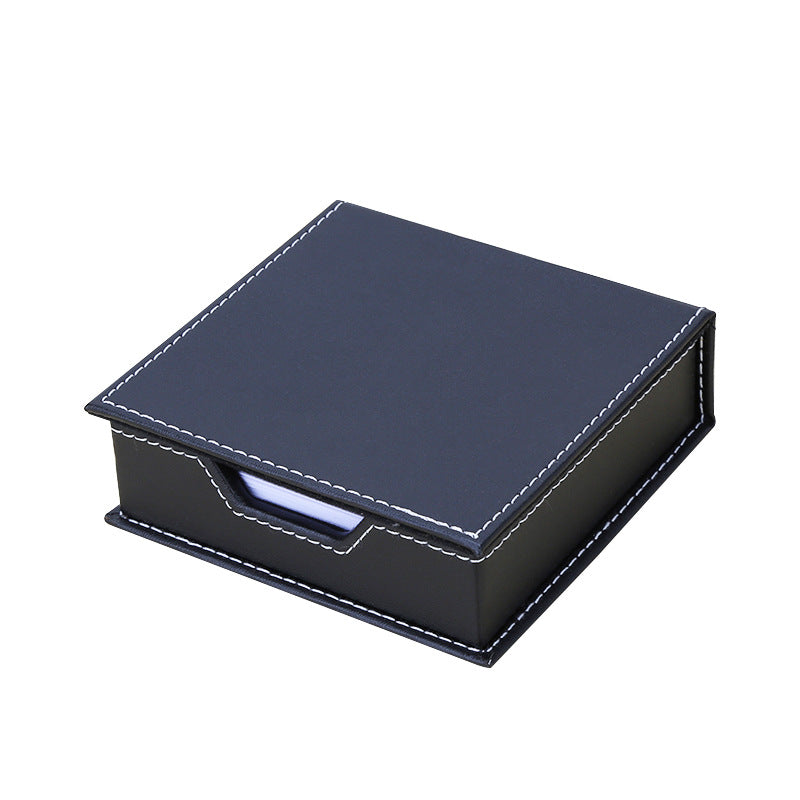 Solid color leather note box, personalized office desktop note paper small storage box, creative note box