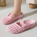 New arrivalsummer women's hole-toe home soft bottom flats beach shoes plaidoutwear lightweight ladieswear half slippers