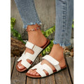 plus size  summer new arrival women's slippers - one-strap hook-and-loop peep-toe minimalist flat slippers for export