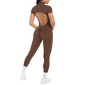 New arrival cross-border fashion tight back cut out short-sleeved pants jumpsuit sports running fitness jumpsuit yoga clothes