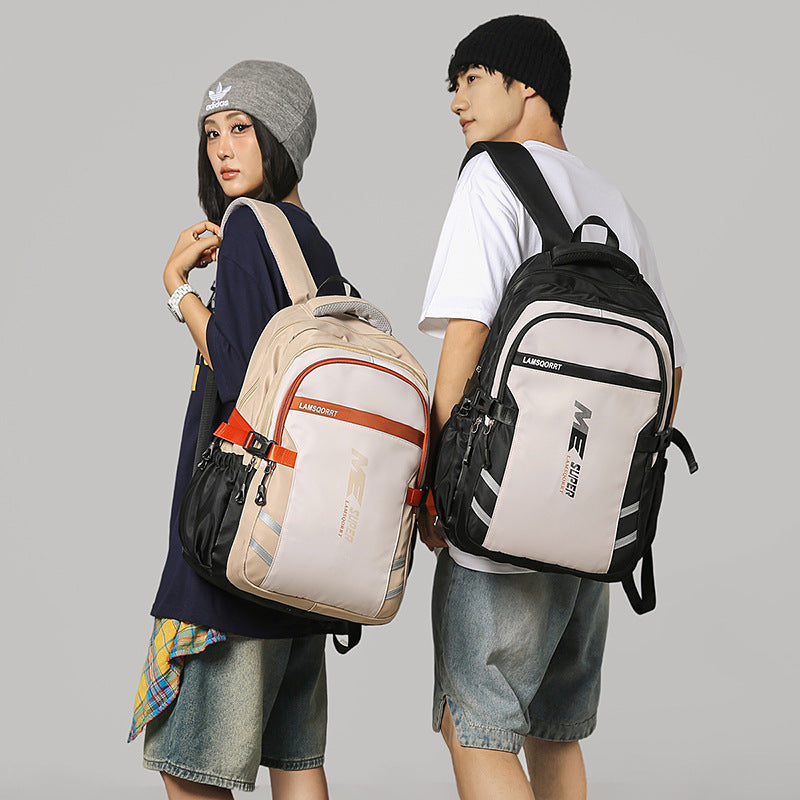 New backpack men's simple large-capacity travel backpack leisure Japanese junior high school student high school student schoolbag